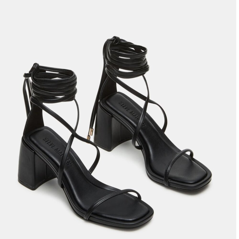 Steve Madden Demure Black Strappy Heels